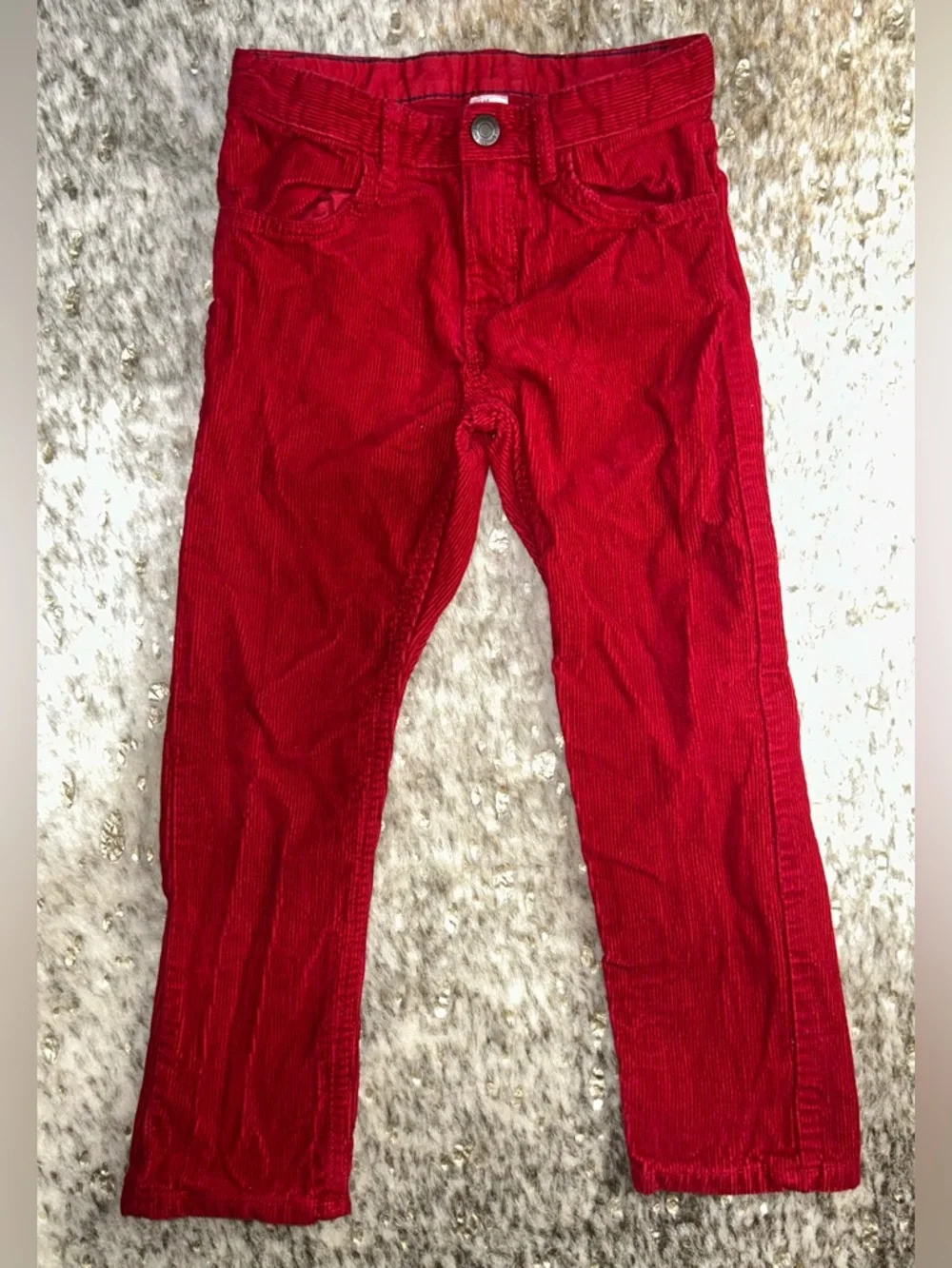 5 for $25🔥H&M Red Corduroy Adjustable Waist Trouser Pants Kids Size 6‎
